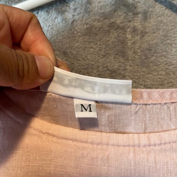Bryn Walker 100% Linen Light Pink Tunic Size Medium Pockets Lagenlook Minimalist - Picture 5 of 6